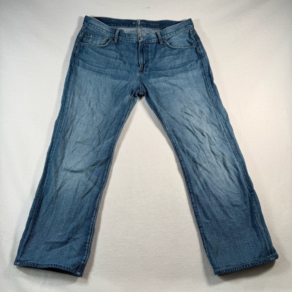 7 for All Mankind Jeans Mens 38 Blue Austyn Straight Mid Rise Medium Wash